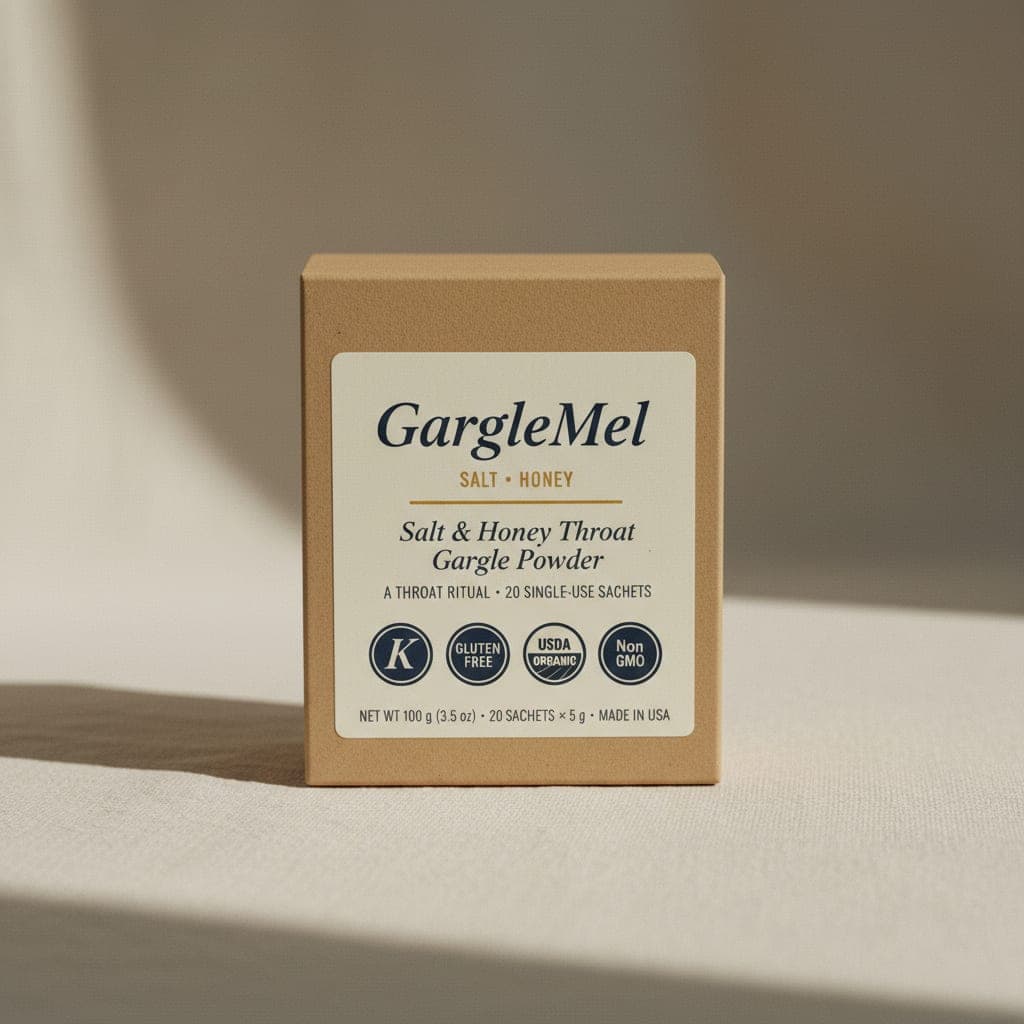GargleMel Box of 20 sachets, front of package